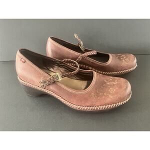 ECCO Sussex Woman’s 40 Brown Shade Leather Mary Jane Braided Strap Clogs Shoes